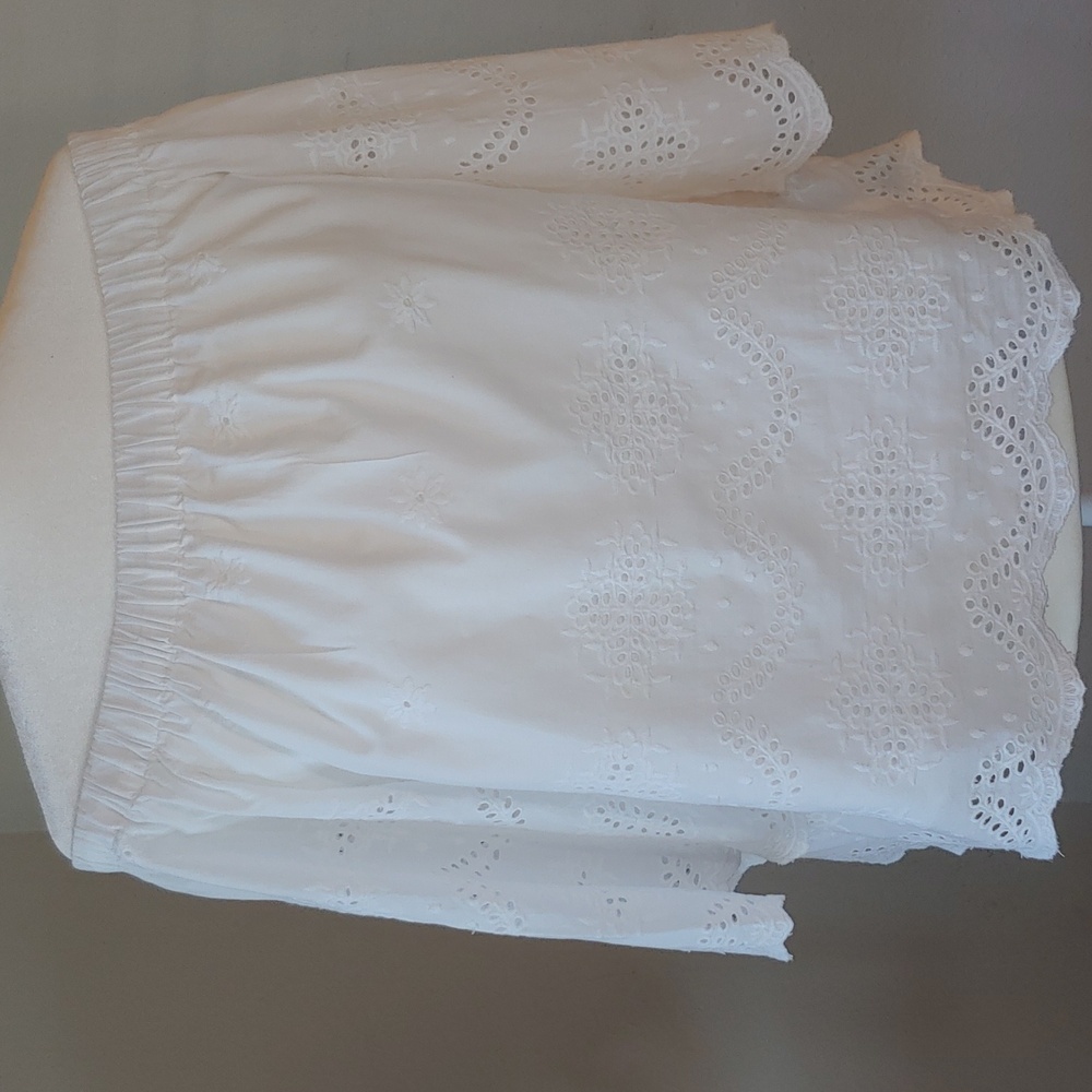 Saks Fifth Avenue White Cotton Eyelet 3/4 Sleeve Off Shoulders Top Women's Med - Picture 6 of 15